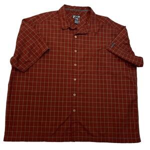 REI Men's Button Down Shirt Short Sleeve 100% Cotton Pocket Plaid Red , Sz XXL